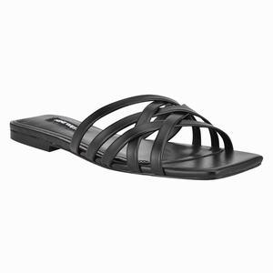 Nine West Halen Flat Slides - Black - Ireland (VH7054361)